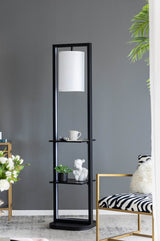 Two Tiered Vertical Iron Shelving Stand With Light - Driftwood - Sleep Galleria