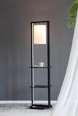 Two Tiered Vertical Iron Shelving Stand With Light - Driftwood - Sleep Galleria