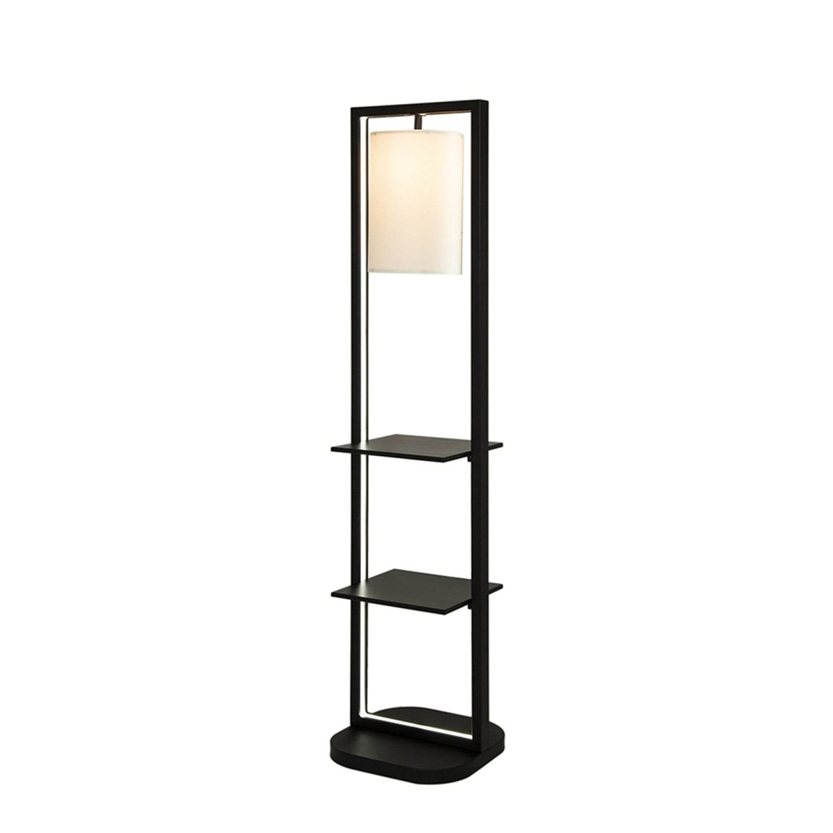 Two Tiered Vertical Iron Shelving Stand With Light - Driftwood - Sleep Galleria