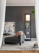 Two Tiered Vertical Iron Shelving Stand With Light - Driftwood - Sleep Galleria