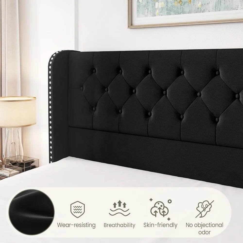 Velvet Upholstered Platform Bed Frame With Storage Drawers - Sleep Galleria