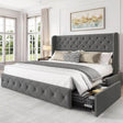 Velvet Upholstered Platform Bed Frame With Storage Drawers - Sleep Galleria