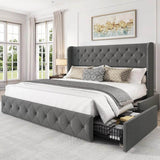 Velvet Upholstered Platform Bed Frame With Storage Drawers - Sleep Galleria