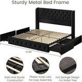 Velvet Upholstered Platform Bed Frame With Storage Drawers - Sleep Galleria
