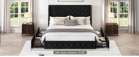Velvet Upholstered Platform Bed Frame With Storage Drawers - Driftwood - Sleep Galleria