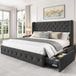 Velvet Upholstered Platform Bed Frame With Storage Drawers - Driftwood - Sleep Galleria