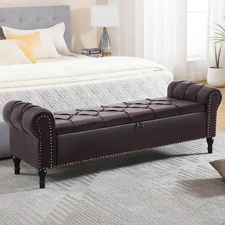 Velvet Upholstered Storage Bench - Driftwood - Sleep Galleria