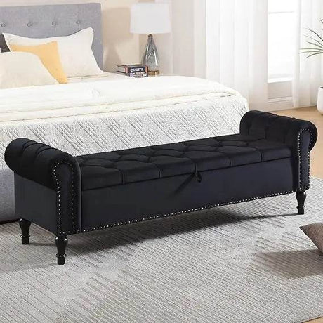 Velvet Upholstered Storage Bench - Driftwood - Sleep Galleria