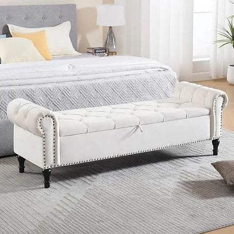 Velvet Upholstered Storage Bench - Driftwood - Sleep Galleria