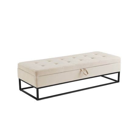 Velvet Upholstered Storage Bench With Metal Base - Sleep Galleria