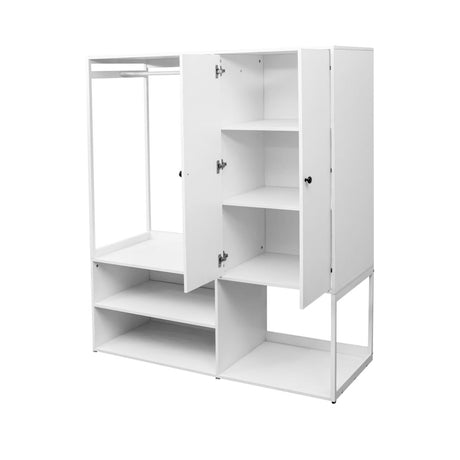 White Particle Board Armoire Wardrobe Closet With Shelves - Driftwood - Sleep Galleria