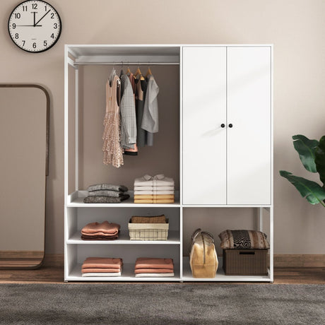 White Particle Board Armoire Wardrobe Closet With Shelves - Driftwood - Sleep Galleria