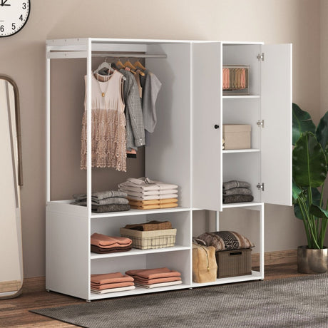 White Particle Board Armoire Wardrobe Closet With Shelves - Driftwood - Sleep Galleria