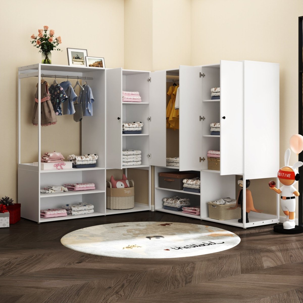 White Particle Board Armoire Wardrobe Closet With Shelves - Driftwood - Sleep Galleria