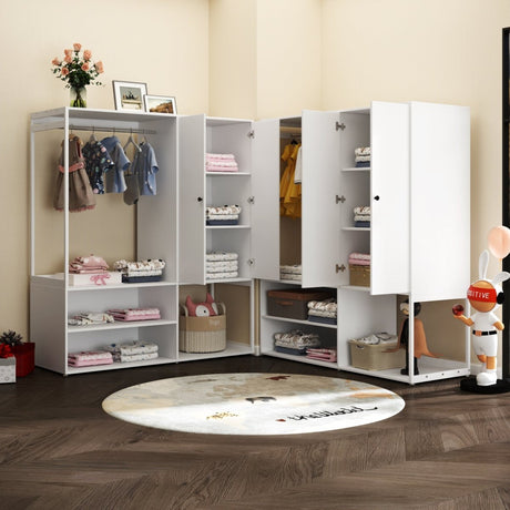 White Particle Board Armoire Wardrobe Closet With Shelves - Driftwood - Sleep Galleria