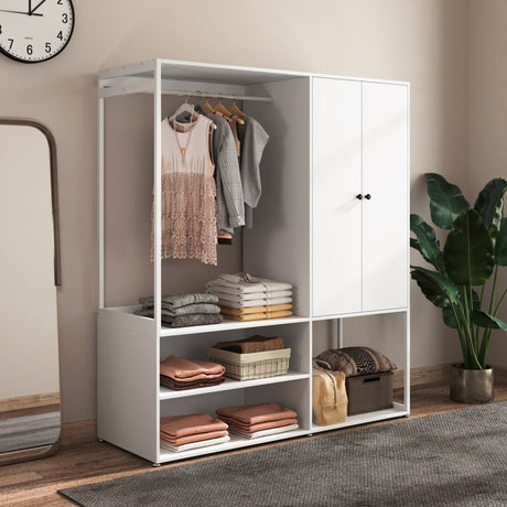 White Particle Board Armoire Wardrobe Closet With Shelves - Driftwood - Sleep Galleria