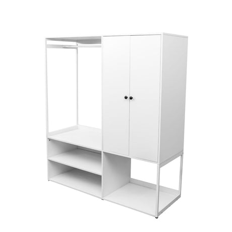 White Particle Board Armoire Wardrobe Closet With Shelves - Driftwood - Sleep Galleria