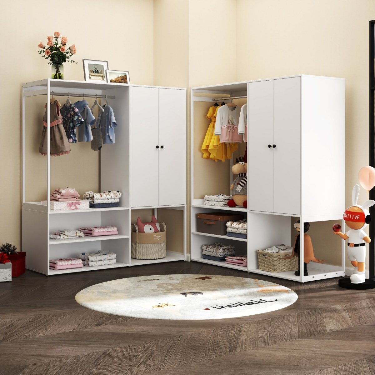 White Particle Board Armoire Wardrobe Closet With Shelves - Driftwood - Sleep Galleria