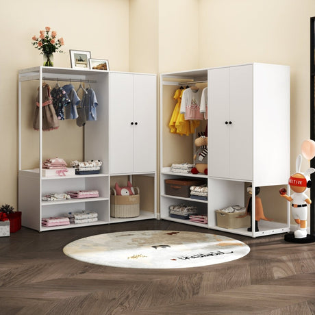 White Particle Board Armoire Wardrobe Closet With Shelves - Driftwood - Sleep Galleria