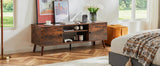 Wooden Fireplace TV Stand with Adjustable Shelf and Storage - Driftwood - Sleep Galleria