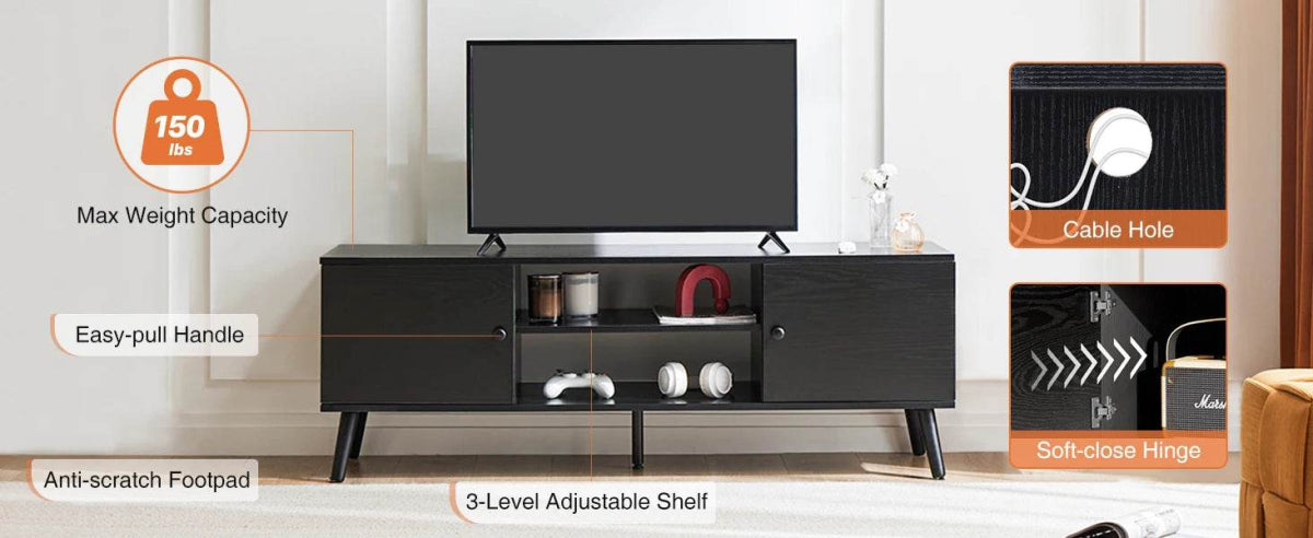 Wooden Fireplace TV Stand with Adjustable Shelf and Storage - Driftwood - Sleep Galleria