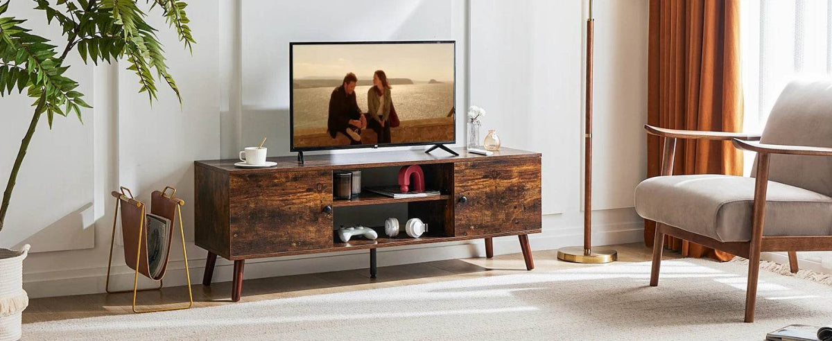 Wooden Fireplace TV Stand with Adjustable Shelf and Storage - Driftwood - Sleep Galleria