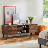 Wooden Fireplace TV Stand with Adjustable Shelf and Storage - Driftwood - Sleep Galleria