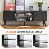 Wooden Fireplace TV Stand with Adjustable Shelf and Storage - Driftwood - Sleep Galleria