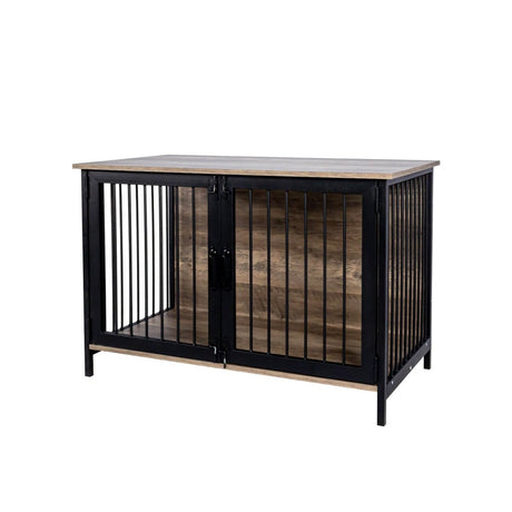 Wooden Indoor Dog Crate Furniture With Two Doors - Sleep Galleria