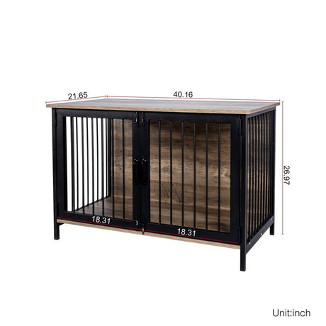 Wooden Indoor Dog Crate Furniture With Two Doors - Sleep Galleria