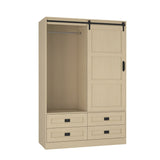 Wooden Sliding Barn Door Armoire Wardrobe Cabinet Storage - Driftwood - Sleep Galleria