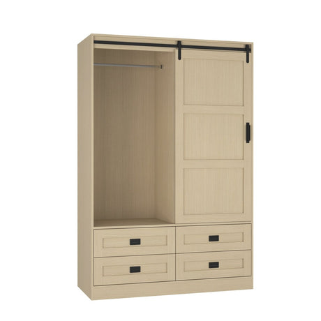 Wooden Sliding Barn Door Armoire Wardrobe Cabinet Storage - Driftwood - Sleep Galleria