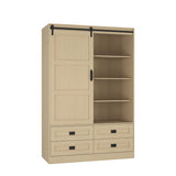 Wooden Sliding Barn Door Armoire Wardrobe Cabinet Storage - Driftwood - Sleep Galleria