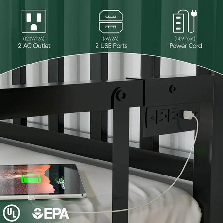Metal Twin Daybed With Pop - Up Trundle Charging Station - DUTRIEUX - Sleep Galleria