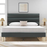 Modern Velvet Upholstered Metal Bed Frame With Headboard - DUTRIEUX - Sleep Galleria