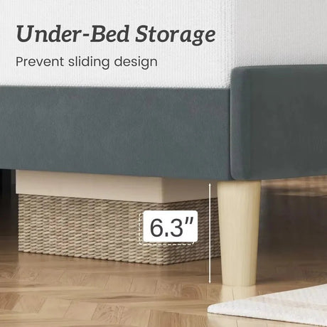 Modern Velvet Upholstered Metal Bed Frame With Headboard - DUTRIEUX - Sleep Galleria
