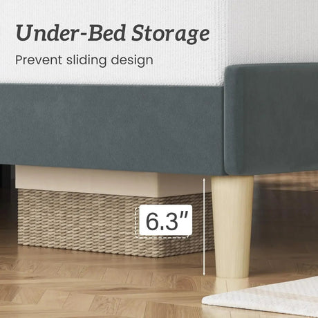 Modern Velvet Upholstered Metal Bed Frame With Headboard - DUTRIEUX - Sleep Galleria