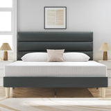 Modern Velvet Upholstered Metal Bed Frame With Headboard - DUTRIEUX - Sleep Galleria