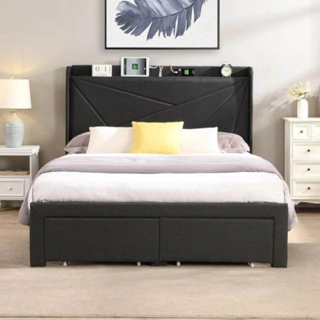 Upholstered Modern Platform Bed Frame With Storage - Sleep Galleria