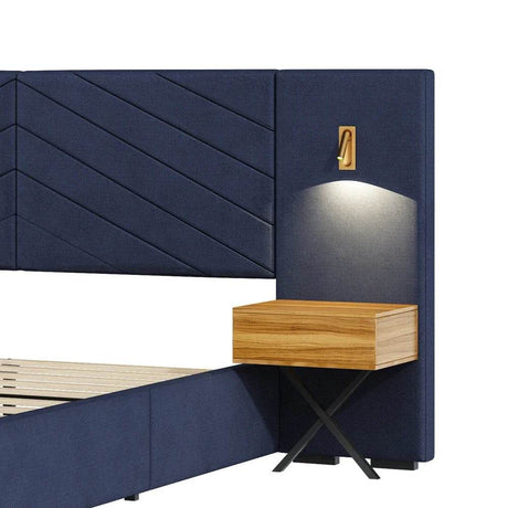 Velvet Upholstered Platform Bed With Wingback Headboard - Sleep Galleria