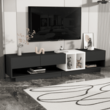 Sleek Two-Tone Black Particle Board TV Stand - Sleep Galleria