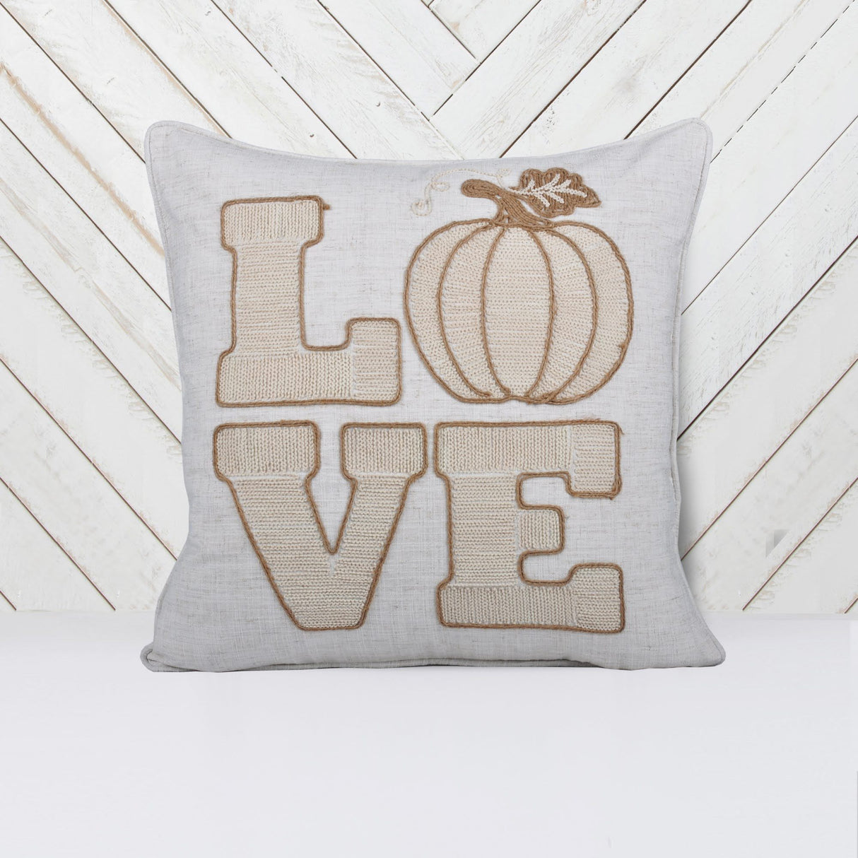 Rustic Pumpkin Embroidered 20x20 Polyester Throw Pillow