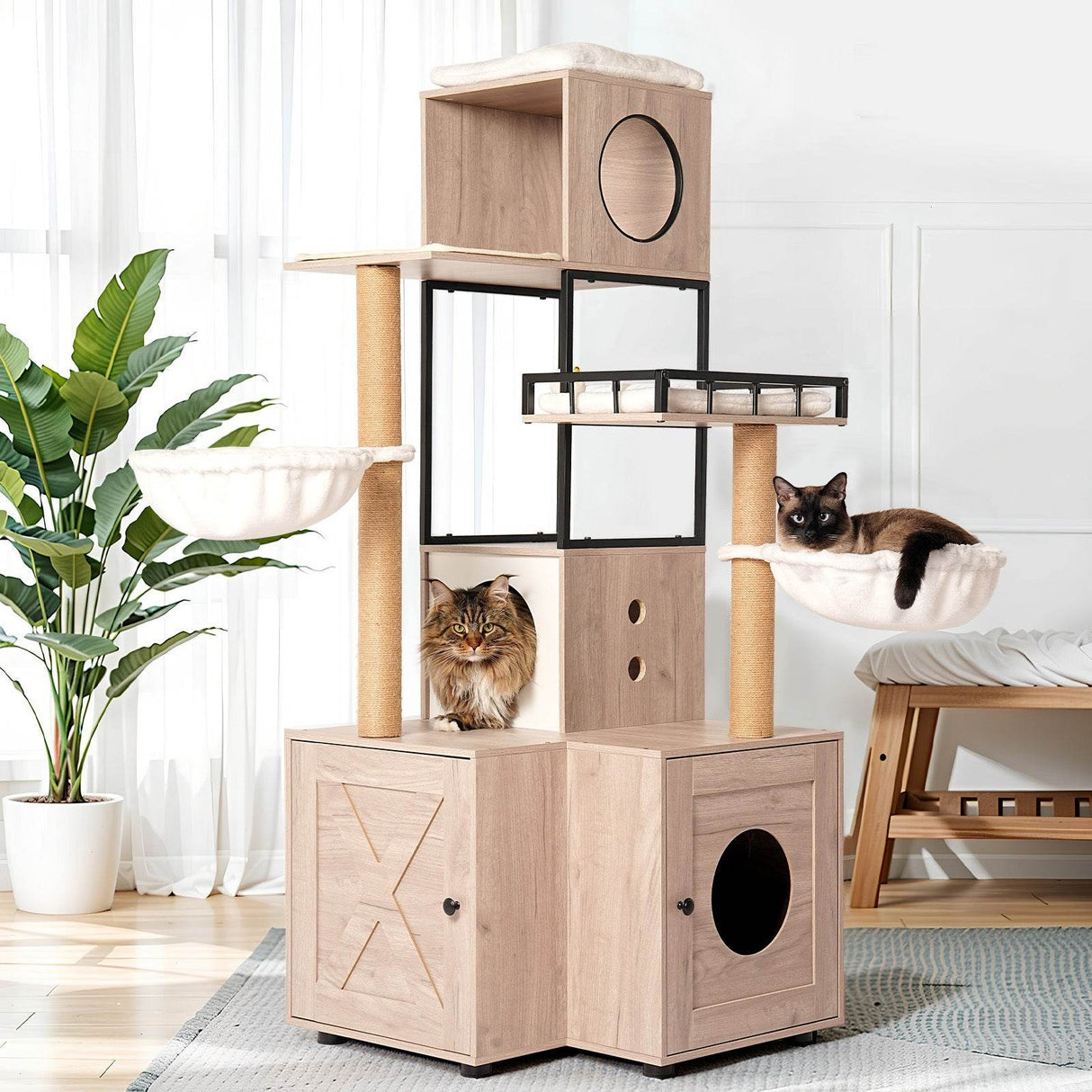Multi-Functional Cat Tree With Litter Box And Scratching Posts