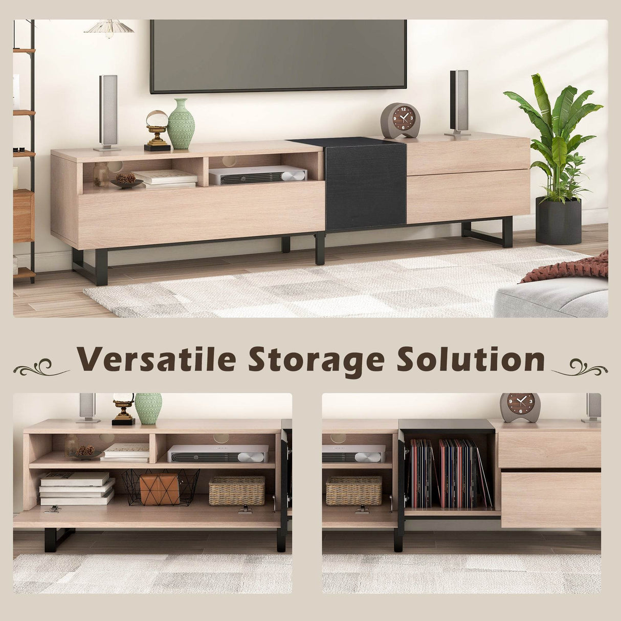 Modern Minimalist TV Stand With Drop Down Doors - Sleep Galleria