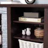 Cherry Faux Stacked Stone TV Stand With Storage Cabinet - Sleep Galleria