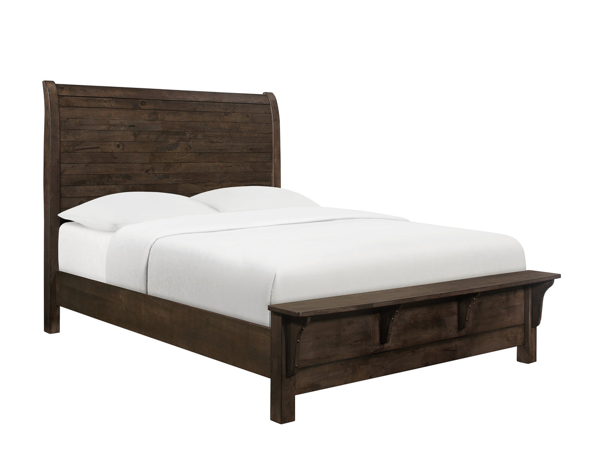 King Brown Engineered Wood Modern Rustic Sleigh Bed