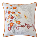 Thanksgiving Embroidered Autumn Harvest 20x20 Throw Pillow