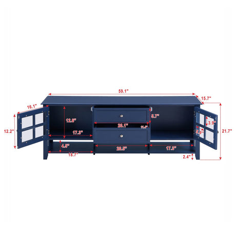 Modern Blue MDF TV Stand With Storage Cabinet - Sleep Galleria