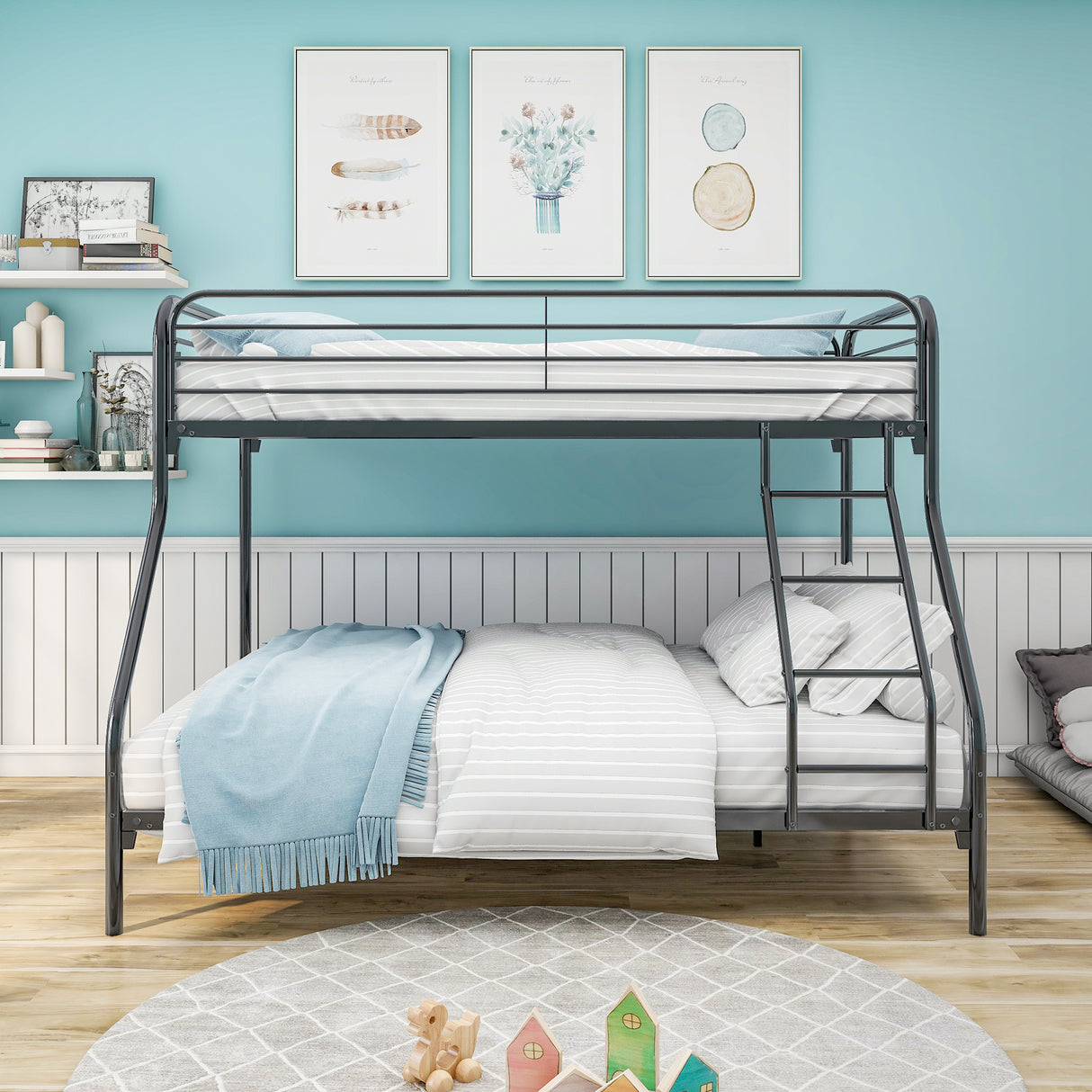 Heavy Duty Twin-Over-Full Metal Bunk Bed Frame