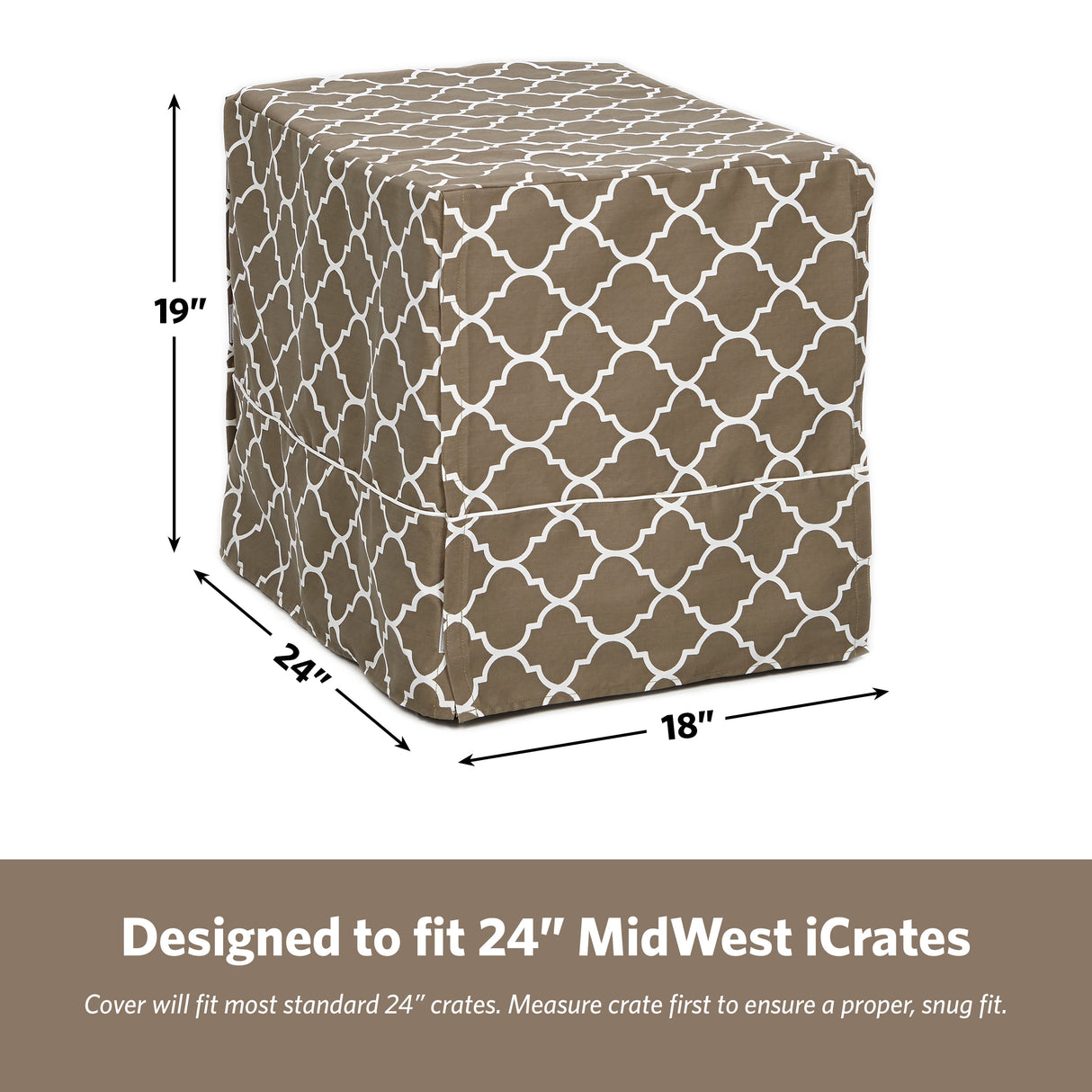 Midwest Dog Crate Cover, Privacy Dog Crate Cover Fits Midwest Dog Crates, Brown Geometric, 24In